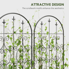 Outsunny Set of 2 Metal Garden Trellis, Decorative Trellis Panels for Climbing Outdoor Plants, Vegetables, Vines, Flowers, 150 x 50 cm, Scrollwork Design