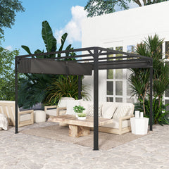 Outsunny 3 x 3m Aluminium Pergola, with Retractable Roof and Wall - Dark Grey