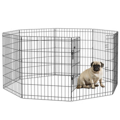 PawHut 8 Panel DIY Dog Pen with Door, for Dogs, Small Animals, Indoor/Outdoor Use, 76cm High