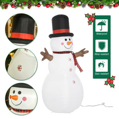 HOMCOM 6ft Giant Inflatable Snowman Christmas Decoration w/ LED Lights Accessories Cute Family Fun Seasonal Outdoor Indoor