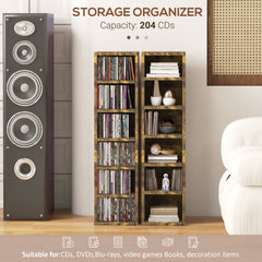 HOMCOM Set of Two 102 CD Storage Units - Mid Brown Wood-Effect