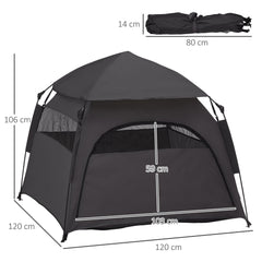 PawHut Foldable Dog Cat Tent with Water-Resistant Oxford, Carry Bag for Extra Large Dog, Charcoal Grey