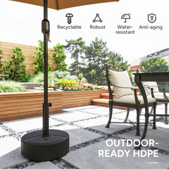 Outsunny Round Garden Parasol Base, Garden Umbrella Stand Heavy Duty Parasol Base, Filled Up to 20kg with Stand or 18kg with Water for Garden, Poolside, Black