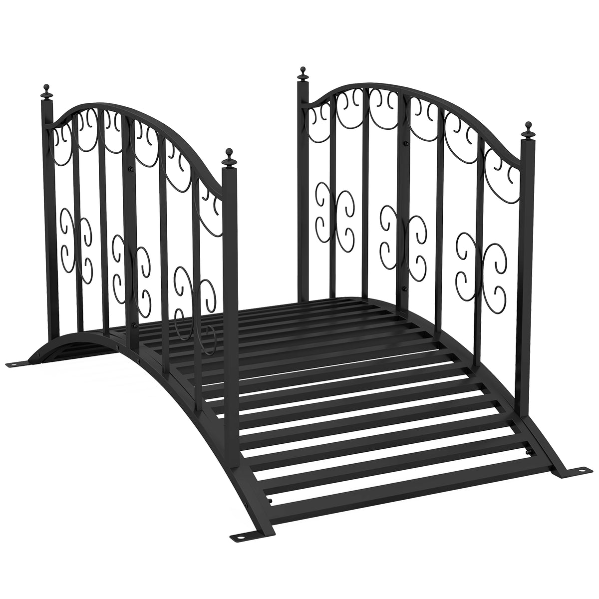 Outsunny 1.2M Metal Decorative Scrollwork Arch Garden Bridge, Black