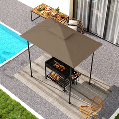 غطاء سقف بديل لشرفة الشواء الخارجية من Outsunny Grill Gazebo بإطار 1.5 × 2.4 متر، حماية UPF50+، طبقة مزدوجة 5 × 8 أقدام، غطاء علوي فقط، كاكي