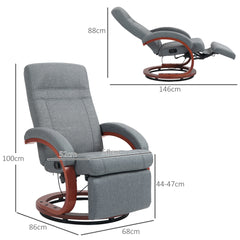 HOMCOM 135√Ç¬∞ Manual Reclining Swivel Chair, with Footrest - Grey