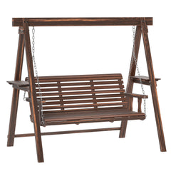 Outsunny Three-Seater Wooden Swing Bench