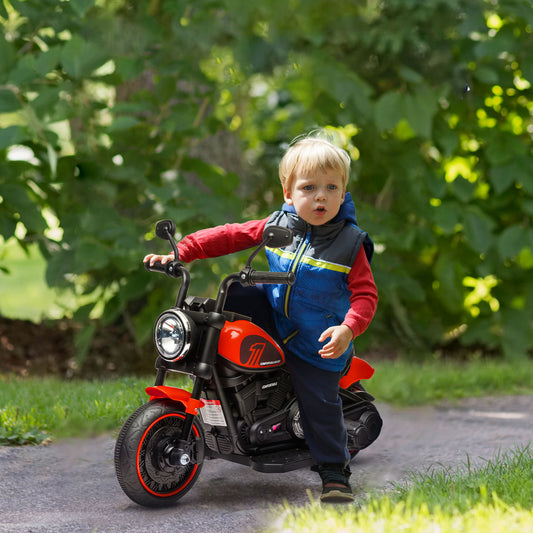 HOMCOM 6v Electric Motorbike with Training Wheels, One-Button Start - Red