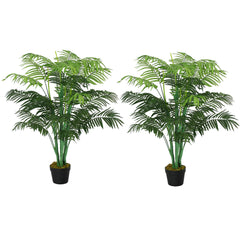 Outsunny 2 Pack Artificial Plant Palm Tree in Pot, Fake Plants for Home Indoor Outdoor Decor, 125cm, Green