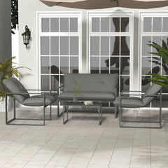 Outsunny Four-Piece Relaxed Back Garden Dining Set - Black/Grey