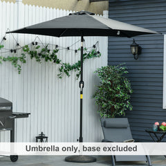 Outsunny 2.6M Garden Parasol Umbrella with Tilt and Crank, Outdoor Sun Parasol Sunshade Shelter with Aluminium Frame, Black