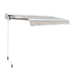 Outsunny 3.5Lx2.5M Retractable Manual/Electric Awning-Cream White/White