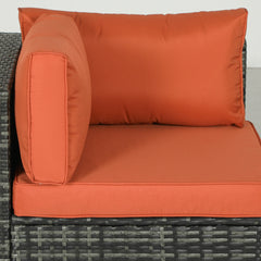 Outsunny Four-Piece Rattan Sofa Set - Orange/Grey