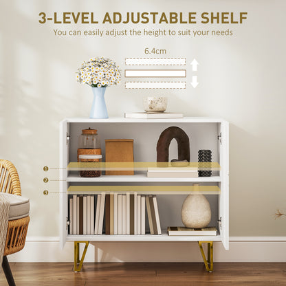 HOMCOM Modern Luxe High Gloss Sideboard, with Hairpin Legs - White