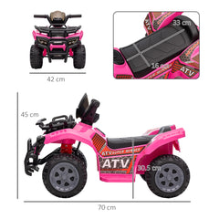 HOMCOM 6V Kids Electric Ride on Car Toddlers Quad Bike All Terrain Vehicle Toy With Music for 18-36 months Pink