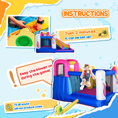 Outsunny 5 in 1 Bouncy Castle, with Blower, for Ages 3-8 Years - Multicoloured