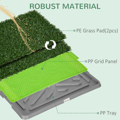 PawHut Artificial Grass Dog Toilet with Tray for Potty Training Indoor Outdoor, 2 Packs, 67 x 41cm