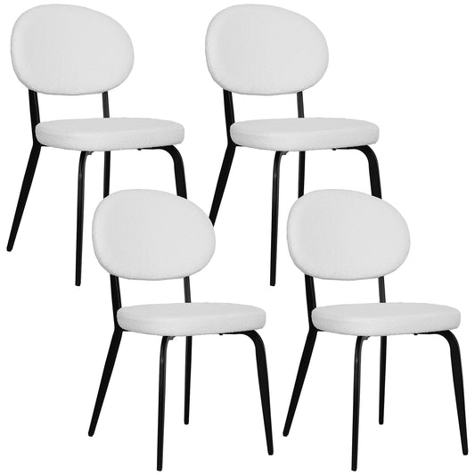 HOMCOM Set of Four Boucle Dining Chairs - White
