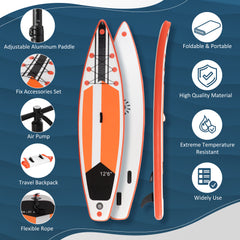 Outsunny 10'6" x 30" x 6" Inflatable Stand Up Paddle Board, Non-Slip Deck Board with Adj Paddle, ISUP Accessories and Carry Bag, for Youth Adults Beginner, White