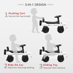 HOMCOM 3 in 1 Kids Ride On Car G350 Licensed Foot To Floor Slider Toddler Push Along NO POWER White 12-36 months