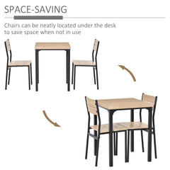 HOMCOM Three-Piece Minimal and Compact Dining Set, Light Wood Grain