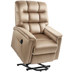 HOMCOM Velvet-Feel Electric Lift Recliner Chair - Brown