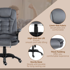 Vinsetto Massage Recliner Chair Heated Office Chair with Six Massage Points Velvet-Feel Fabric 360√Ç¬∞ Swivel Wheels Grey