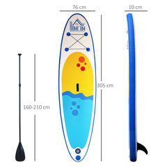 HOMCOM Inflatable Stand Up Paddle Board, 10' x 30" x 4", Non-Slip SUP, with ISUP Accessories, Hand Pump, 1 Fin, Adj Paddle, Backpack for Youth Adult Beginners/Experts