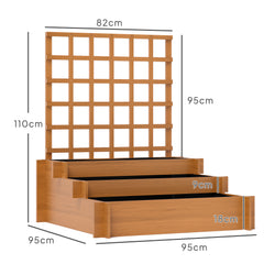 أوت صني، أحواض زراعة للحديقة بثلاث طبقات مع تعريشة لتسلق الكروم، أحواض خشبية مرتفعة، 95×95×110 سم، بني