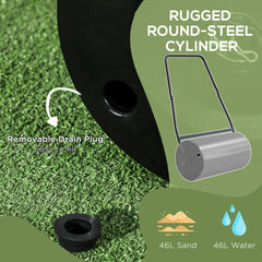 DURHAND Heavy Duty Garden Lawn Roller Push Tow Water Sand Filled 46L Equipment Manual Push Rolling Drum