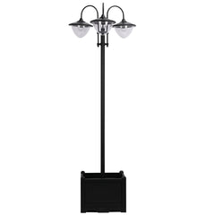 Outsunny 189cm 3-head Solar Lamp Post, Street Light with Planter, Automatic-on, 6 Hour Max Outdoor Ready LED Lighting, Black