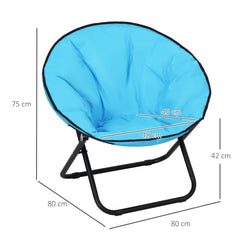 Outsunny Garden Folding Portable Padded Saucer Moon Chair Padded Round Outdoor Camping Travel Fishing Seat Blue