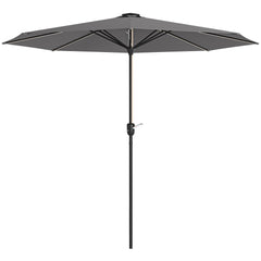 Outsunny 2.65m Garden Parasol, with LED Lights - Dark Grey