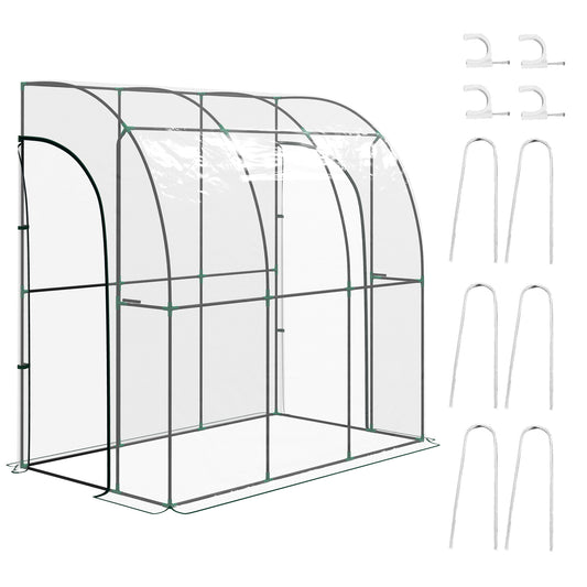 Outsunny 214cm x 118cm Walk-In Lean To Greenhouse, with Accessories