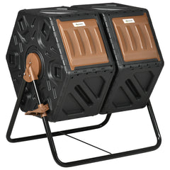 Outsunny 130L Double Chamber Composter - Black