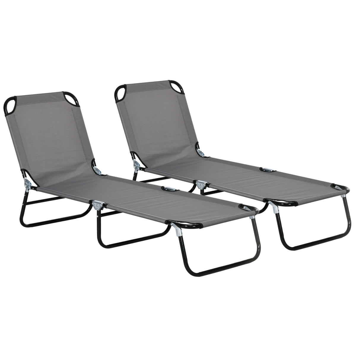 Outsunny Garden Sun Lounger, with Five-Position Back - Grey