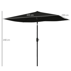 Outsunny 2 x 3(m) Garden Parasol Umbrella, Rectangular Outdoor Market Umbrella Sun Shade with Crank & Push Button Tilt, 6 Ribs, Aluminium Pole, Black