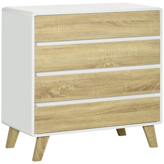 HOMCOM Chest of Four Drawers - Wood-Effect/White