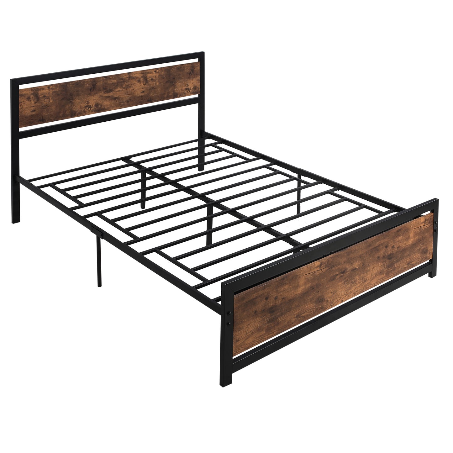 HOMCOM King Size Metal Bed Frame with Headboard & Footboard, Strong Slat Support Full Bed Frame w/ Underbed Storage Space, Bedroom Furniture For Adults