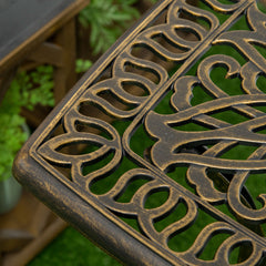 Outsunny Outdoor Patio Side Table with 38mm Dia. Umbrella Hole, Cast Aluminium Patio coffee Table, 54 x 54cm, Bronze Tone