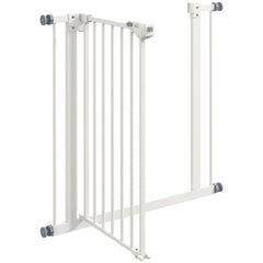 PawHut Metal 74-80cm Wide Adjustable Dog Gate White