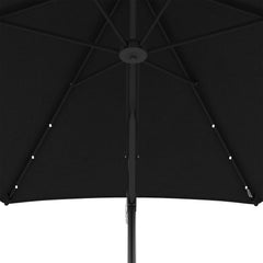 Outsunny 3(m) Garden Parasol Cantilever Umbrella with Solar LED, Cross Base and Waterproof Cover, Black