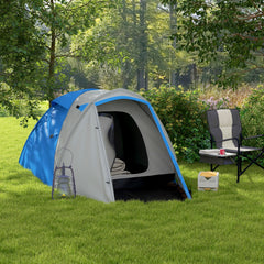 Outsunny Two-Man Dome Tent, with Front Porch and Accessories - Blue/Grey