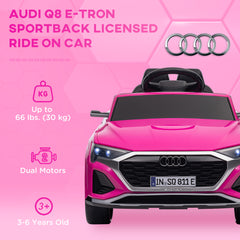 سيارة AIYAPLAY Audi Q8 e-tron Sportback المرخصة بقوة 12 فولت مع جهاز تحكم عن بعد وعجلات تعليق زنبركية ومصابيح أمامية وموسيقى وبوق - وردية