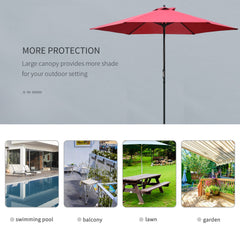 Outsunny 2.8m Garden Parasol Umbrella, Round Outdoor Market Table Umbrella Sun Shade Canopy, Wine Red