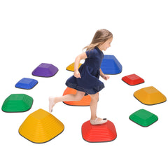 AIYAPLAY Balance Stepping Stones for Kids, 11-Piece Non-Slip Stackable River Stones, Obstacle Courses for Balance and Motor Skill