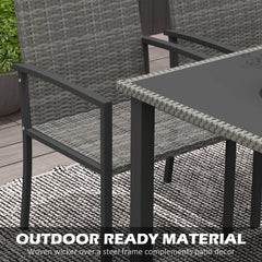 Outsunny Outdoor Dining Set 5 Pieces Patio Conservatory with Tempered Glass Tabletop,4 Dining Chairs - Grey