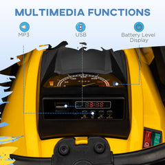 دراجة رباعية الدفع من هومكوم 12 فولت مع أضواء LED وموسيقى ومسند ظهر وأمام وخلف، باللون الأصفر