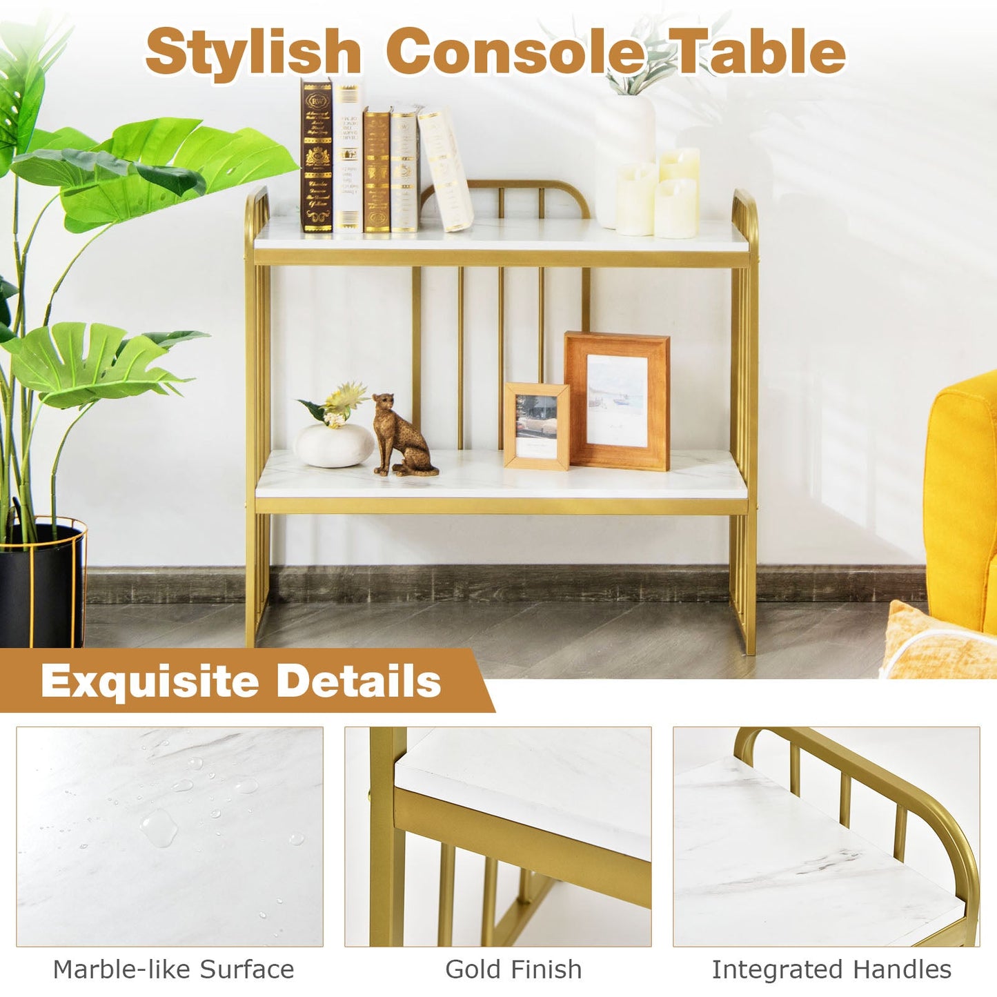 Faux Marble Sofa Side End Table or Living Room