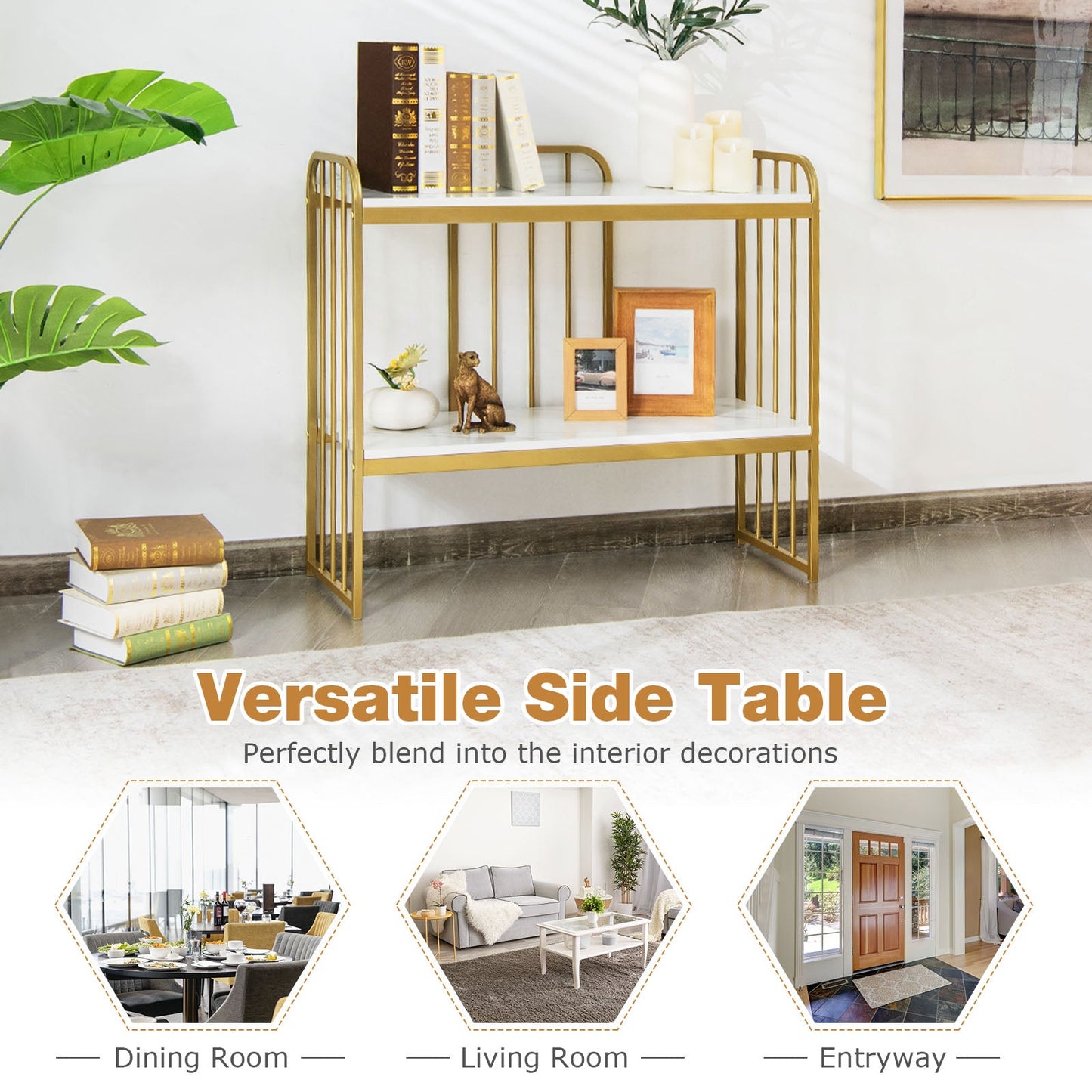 Faux Marble Sofa Side End Table or Living Room